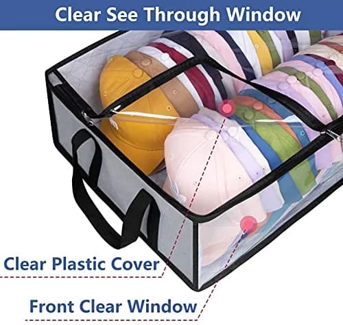 AOODA Hat Storage for Baseball Caps 20"L x 16"W x 6.7"H | Holds up to 40 Caps, Grey thumbnail 3