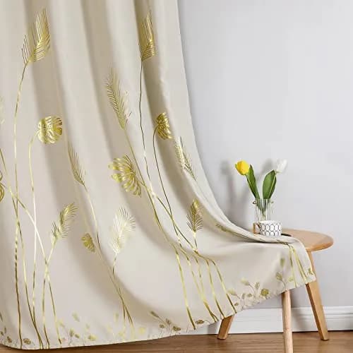 Estelar Textiler Cream Patterned Curtains for Bedroom & Living Room | Blackout, Energy Saving, 42Wx72L thumbnail 7