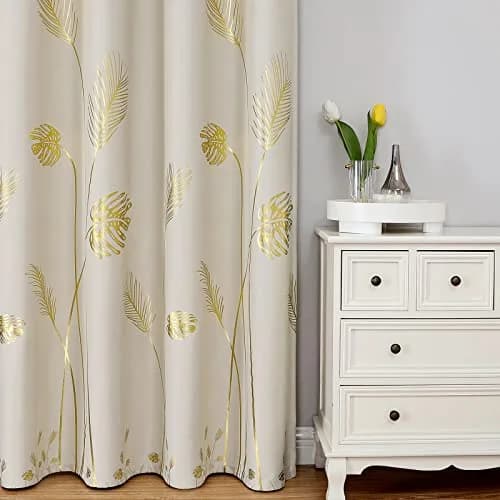 Estelar Textiler Cream Patterned Curtains for Bedroom & Living Room | Blackout, Energy Saving, 42Wx72L thumbnail 2