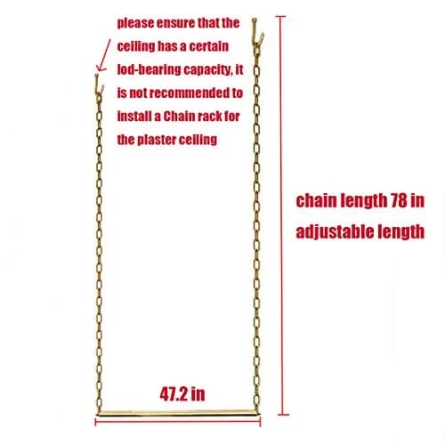 Ethemiable Adjustable Height Clothing Storage Chain Garment Rack 121.9cm (47.2" L) | Gold Metal Boutique Display Shelf thumbnail 2