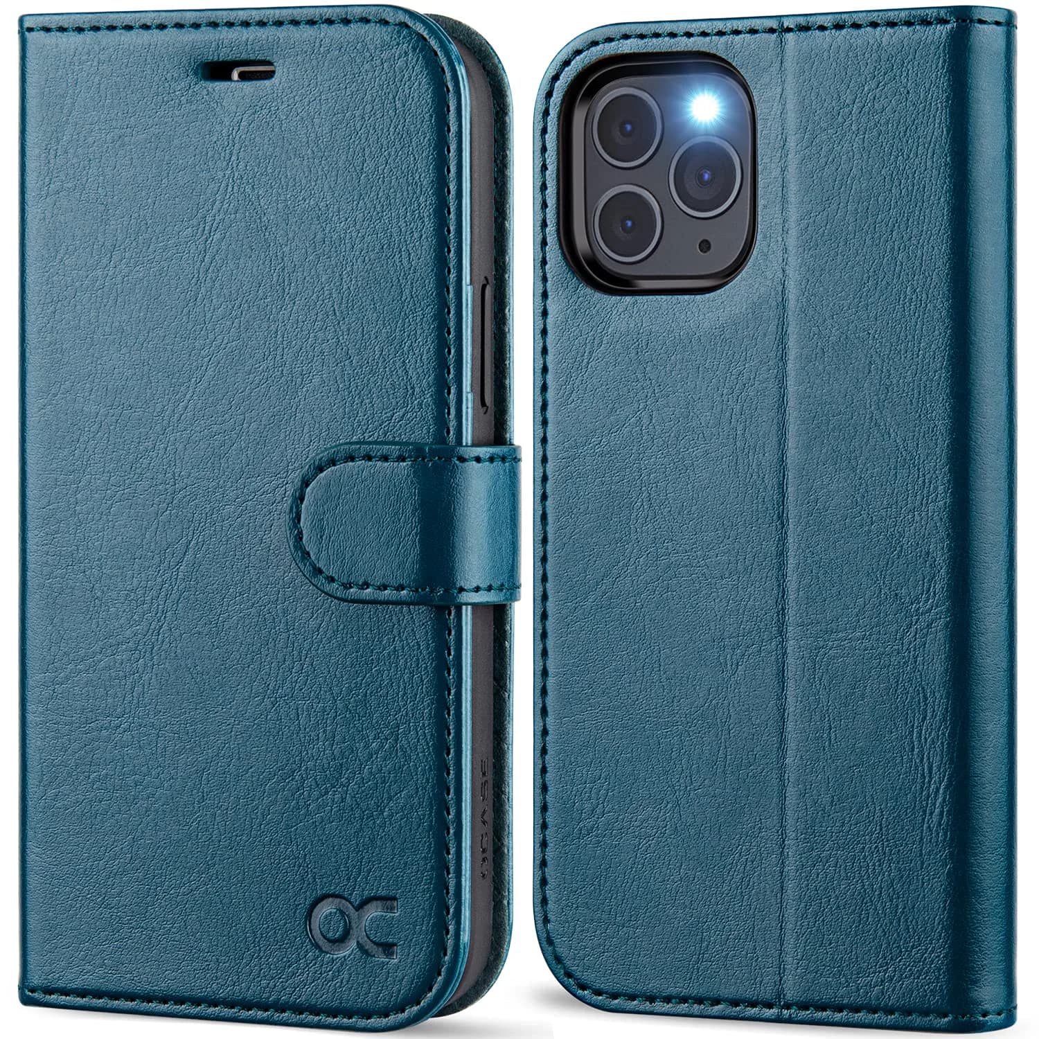 OCASE Wallet Case for iPhone 12/12 Pro | Peacock Blue, RFID Shielding, Kickstand, 6.1" - main product image