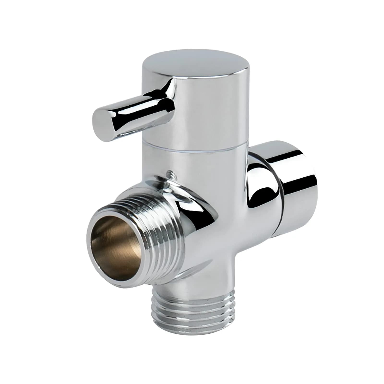 NearMoon Solid Brass G1/2" Shower Arm All Metal Universal 3-Way Diverter Valve for Handheld and Fixed Head, Replacement Component Adapter (Matte Black) | Durable Brass — Chrome Finish
