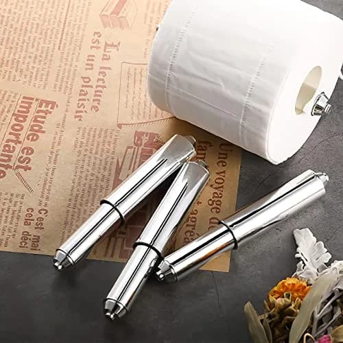 Shappy Silver 4 Pcs Toilet Paper Holder Replacement Rods | Universal Spring Loaded Plastic Retractable Holder Insert thumbnail 4