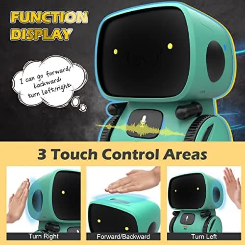 KaeKid Interactive Smart Robot Toy for Kids | Voice Control, Touch Sensor, Singing, Dancing, Repeating, Recording | Green, 13cm (5.1 Inch) thumbnail 4
