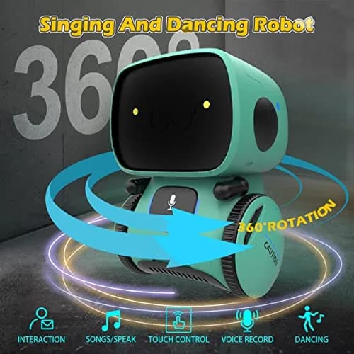 KaeKid Interactive Smart Robot Toy for Kids | Voice Control, Touch Sensor, Singing, Dancing, Repeating, Recording | Green, 13cm (5.1 Inch) thumbnail 3