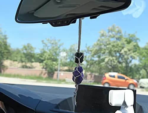 BOHO GARDEN Car Charm for Rear View Mirror - Black Tourmaline & Amethyst | Handmade Natural Crystals for Positive Energy thumbnail 4