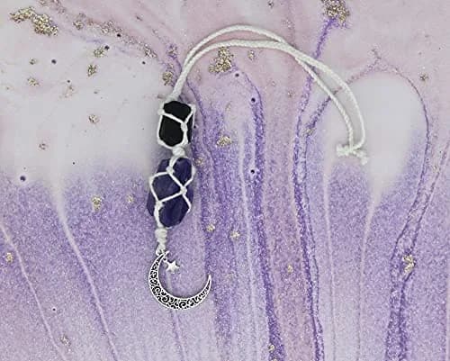 BOHO GARDEN Car Charm for Rear View Mirror - Black Tourmaline & Amethyst | Handmade Natural Crystals for Positive Energy thumbnail 5