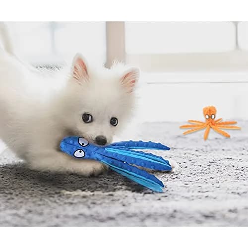 WishLotus Octopus Dog Chew Toy, No Stuffing Plush Dog Squeaky Toy with Crinkle Paper in Legs, Corduroy Interactive Dogs Play Teething Toys for Small, Medium Dogs (Orange) thumbnail 6