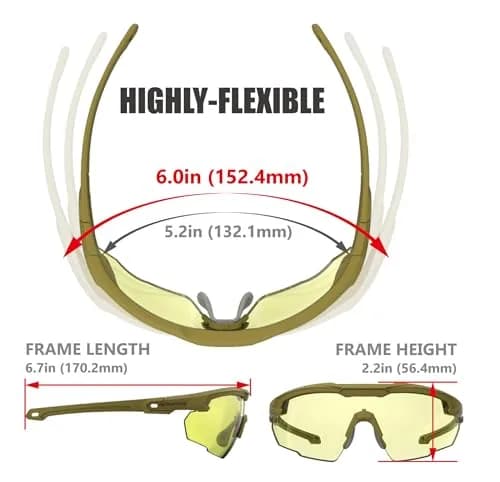 HTS HUNTERSKY S57 Yellow Lens Ballistic Safety Glasses ANSI Z87+ Impact-Resistant Impact Nylon (Medium) | UV400 Anti-Fog thumbnail 7