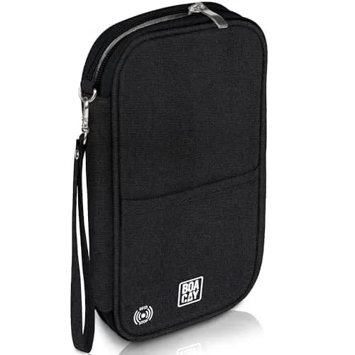 BOACAY Travel Document Organizer with RFID, Waterproof Family Passport Holder, Wallet for Women & Men, 5x1.4x8.9" thumbnail 1