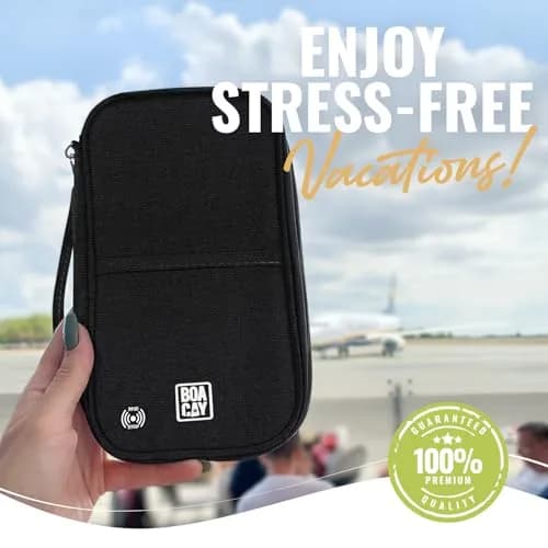 BOACAY Travel Document Organizer with RFID, Waterproof Family Passport Holder, Wallet for Women & Men, 5x1.4x8.9" thumbnail 6