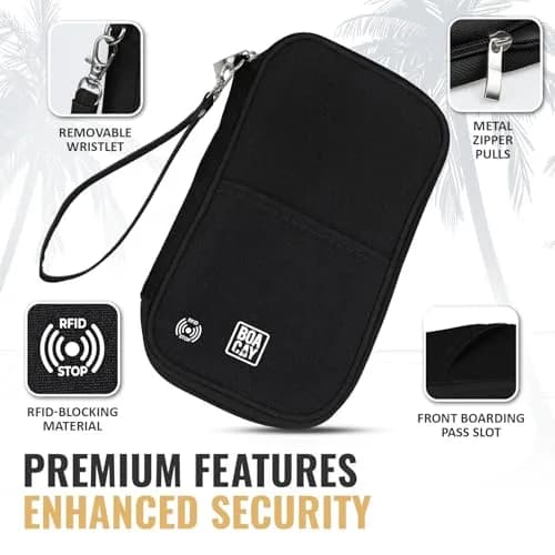 BOACAY Travel Document Organizer with RFID, Waterproof Family Passport Holder, Wallet for Women & Men, 5x1.4x8.9" thumbnail 2