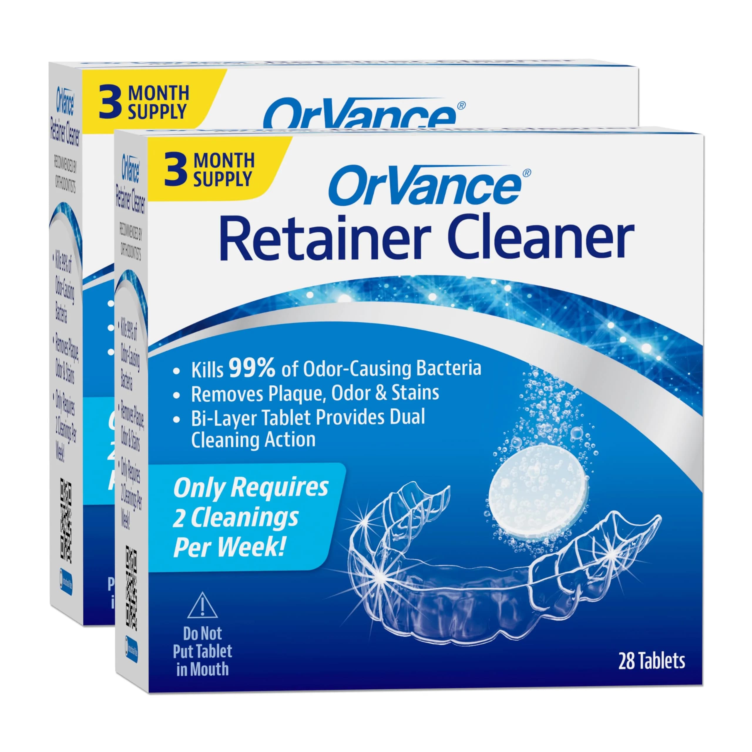 OrVance Retainer Cleaner Tablets 56 Count | Cleans Plaque, Odor & Stains Twice Weekly - main product image