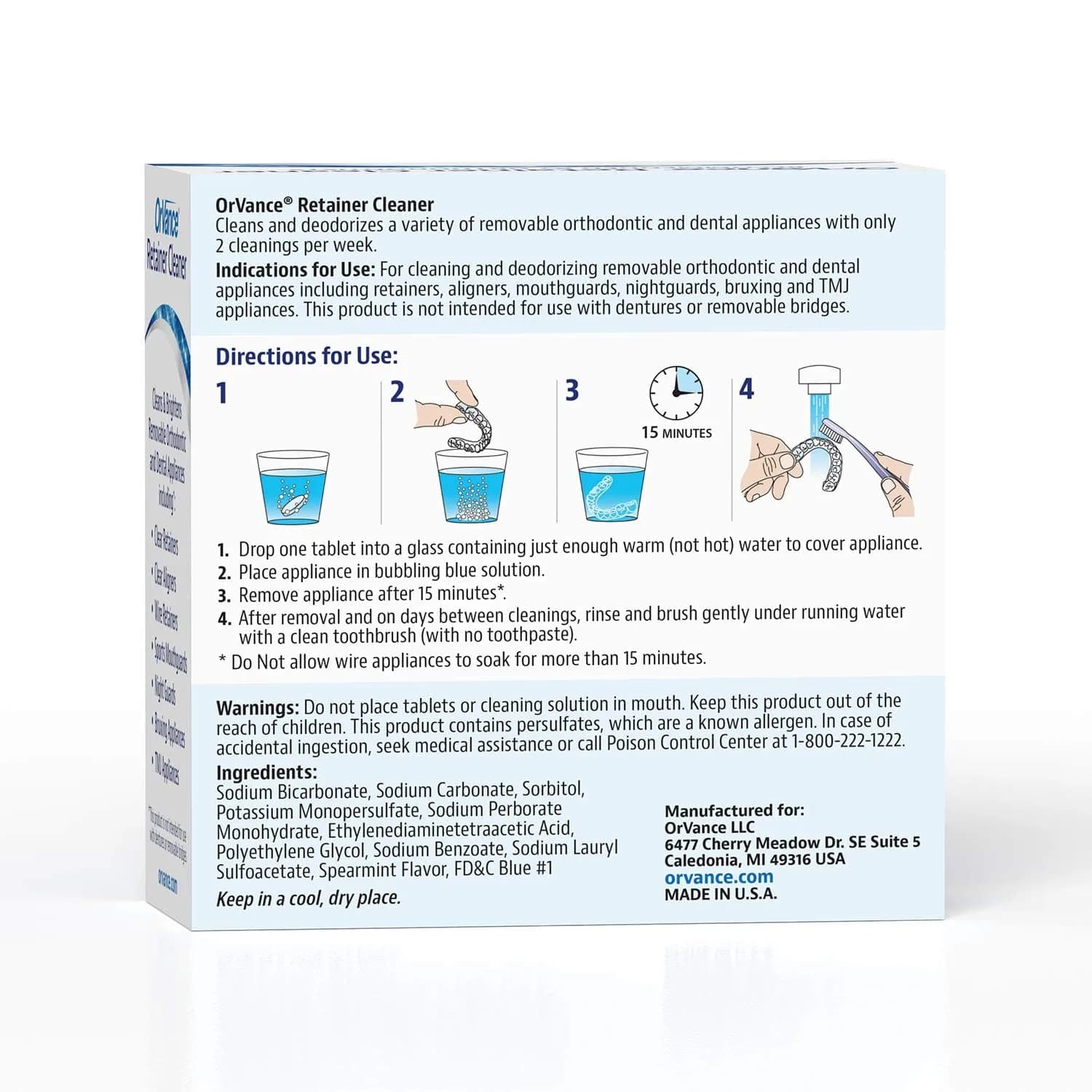 OrVance Retainer Cleaner Tablets 56 Count | Cleans Plaque, Odor & Stains Twice Weekly - view 2