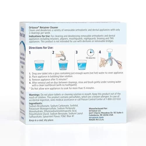 OrVance Retainer Cleaner Tablets 56 Count | Cleans Plaque, Odor & Stains Twice Weekly thumbnail 2