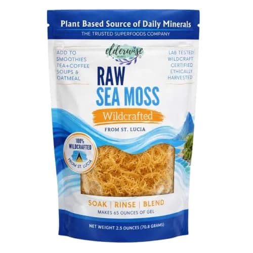 Elderwise Organics Golden Sea Moss 2.5oz (70.87g) | Wildcrafted Gracilaria for Gel & Smoothies thumbnail 1