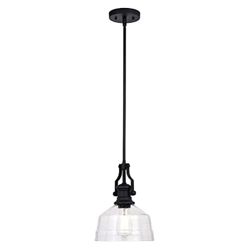 VAXCEL Beloit Mini Pendant for Kitchen Island, Farmhouse Style, Matte Black Finish, Clear Glass | Dimmable Ceiling Light thumbnail 1