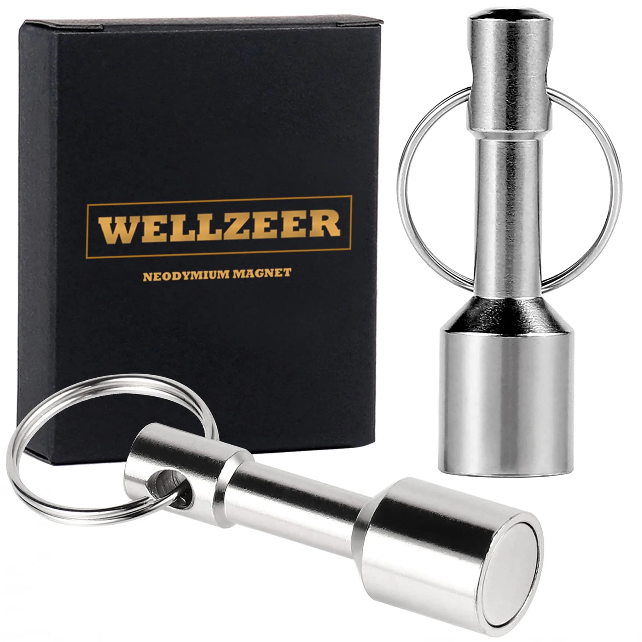 WELLZEER Keychain Magnet for Testing Brass, 12mm Round (2-Pack, Silver) | Strong Neodymium for Jewelry & Ferrous Metals — SILVER