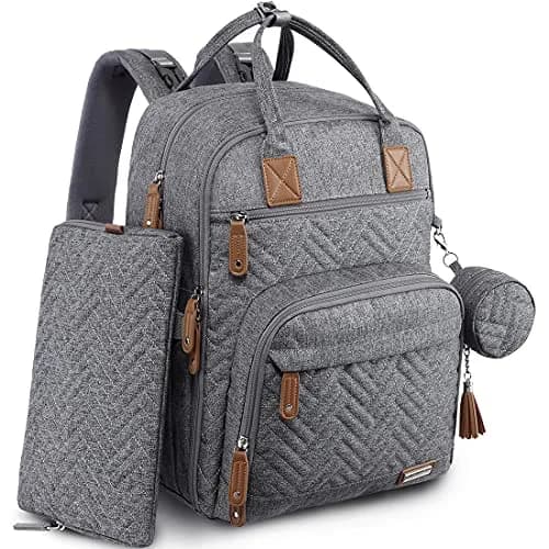 iniuniu Baby Diaper Bag Backpack, 4 in 1 kit Large Capacity Travel Backpack | Waterproof, Unisex, Gray thumbnail 1