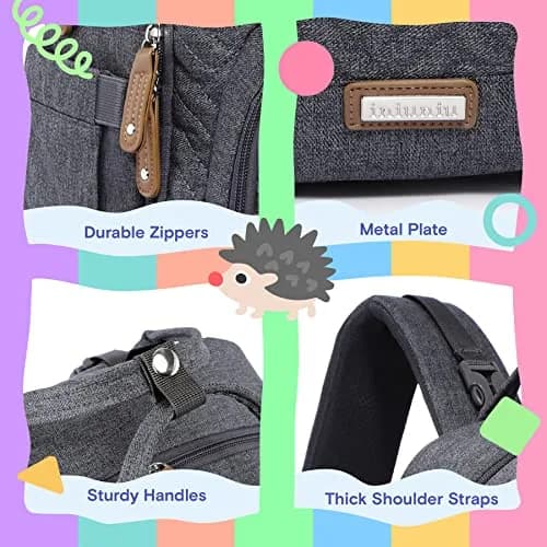 iniuniu Baby Diaper Bag Backpack, 4 in 1 kit Large Capacity Travel Backpack | Waterproof, Unisex, Gray thumbnail 5