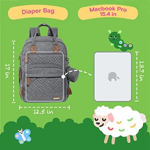 iniuniu Baby Diaper Bag Backpack, 4 in 1 kit Large Capacity Travel Backpack | Waterproof, Unisex, Gray thumbnail 6
