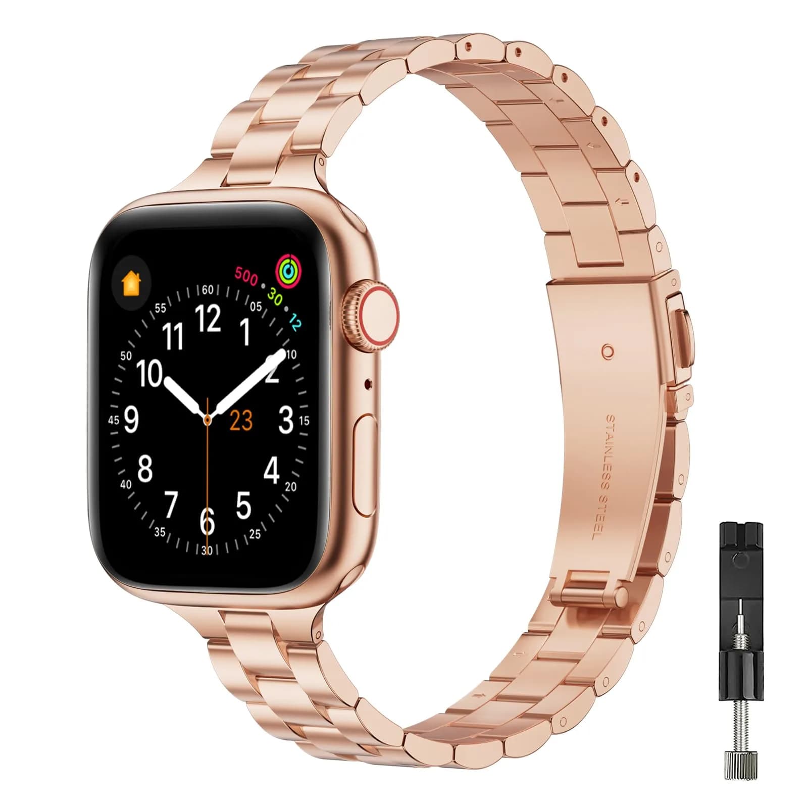 OMIU Stainless Steel Apple Watch Band 38mm-42mm | Slim, Adjustable & Waterproof (5.0-8.6 inch wrists)