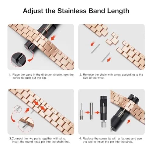 OMIU Stainless Steel Apple Watch Band 38mm-42mm | Slim, Adjustable & Waterproof (5.0-8.6 inch wrists) thumbnail 5