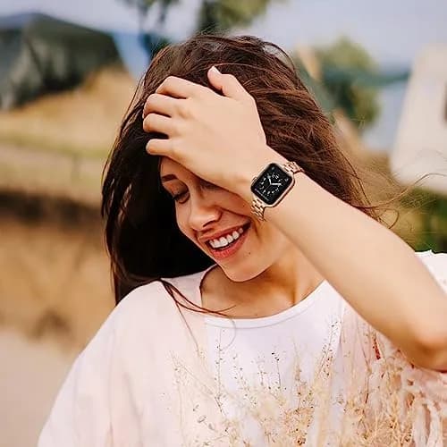 OMIU Stainless Steel Apple Watch Band 38mm-42mm | Slim, Adjustable & Waterproof (5.0-8.6 inch wrists) thumbnail 6