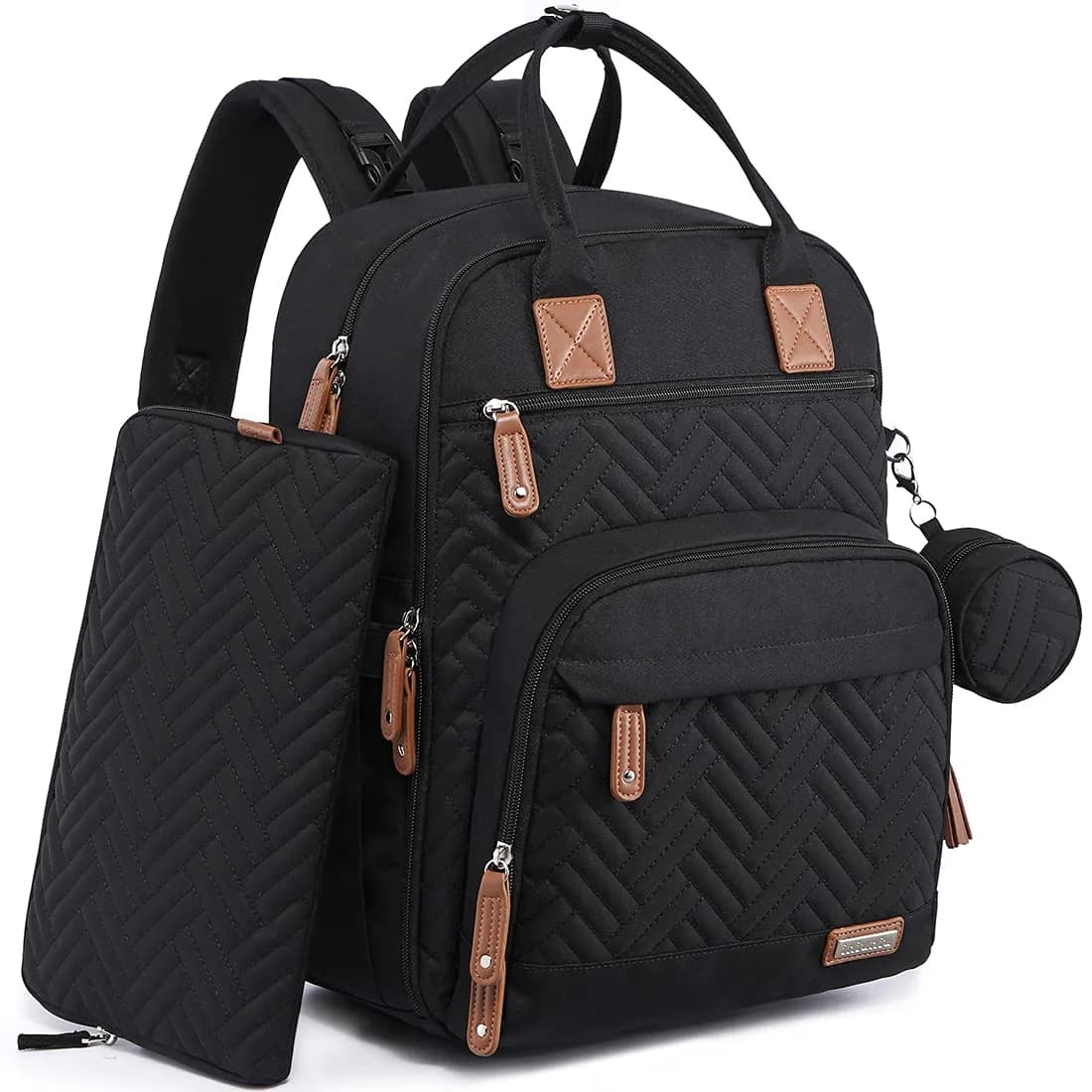 iniuniu Diaper Bag Backpack 2 Piece Set | Waterproof Travel Backpack with Changing Pad & Stroller Straps