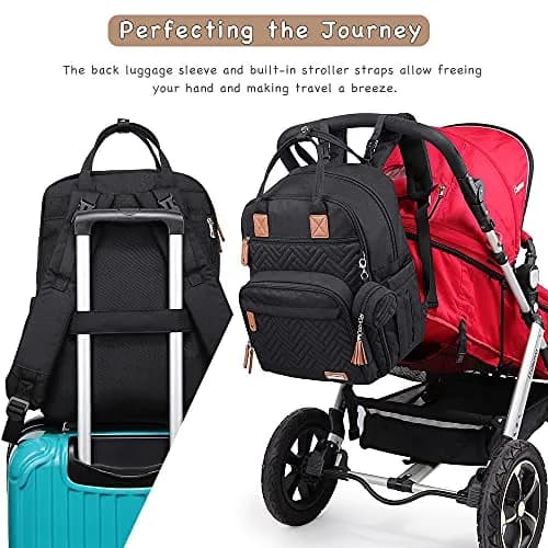 iniuniu Diaper Bag Backpack 2 Piece Set | Waterproof Travel Backpack with Changing Pad & Stroller Straps thumbnail 8