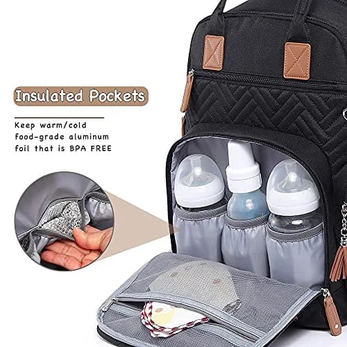 iniuniu Diaper Bag Backpack 2 Piece Set | Waterproof Travel Backpack with Changing Pad & Stroller Straps thumbnail 9