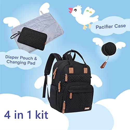 iniuniu Diaper Bag Backpack 2 Piece Set | Waterproof Travel Backpack with Changing Pad & Stroller Straps thumbnail 2