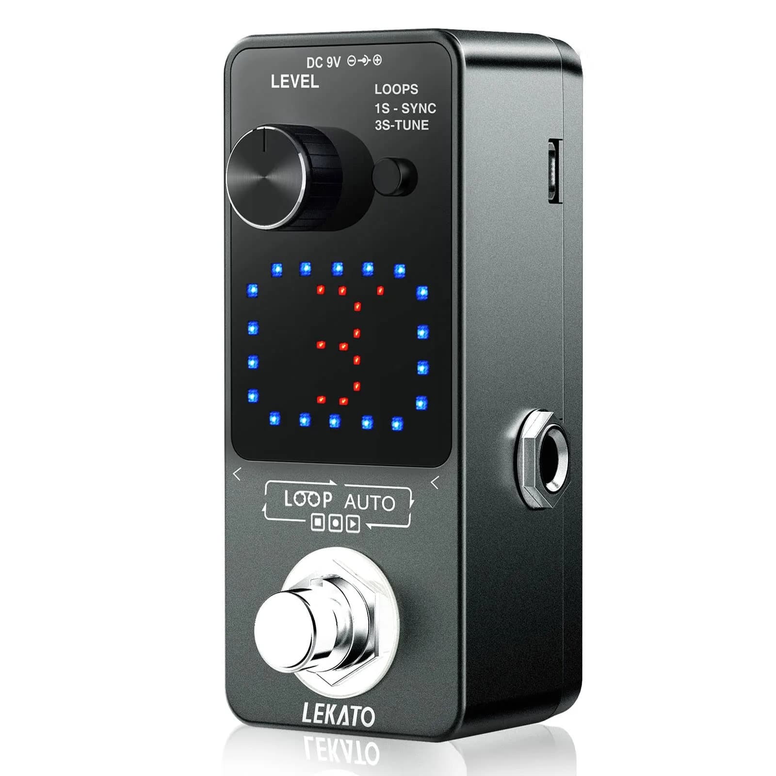 LEKATO Loop Auto Guitar Looper Pedal with Tuner & USB | 18 Min Record Time, 3 Loops, Unlimited Overdubs - main product image