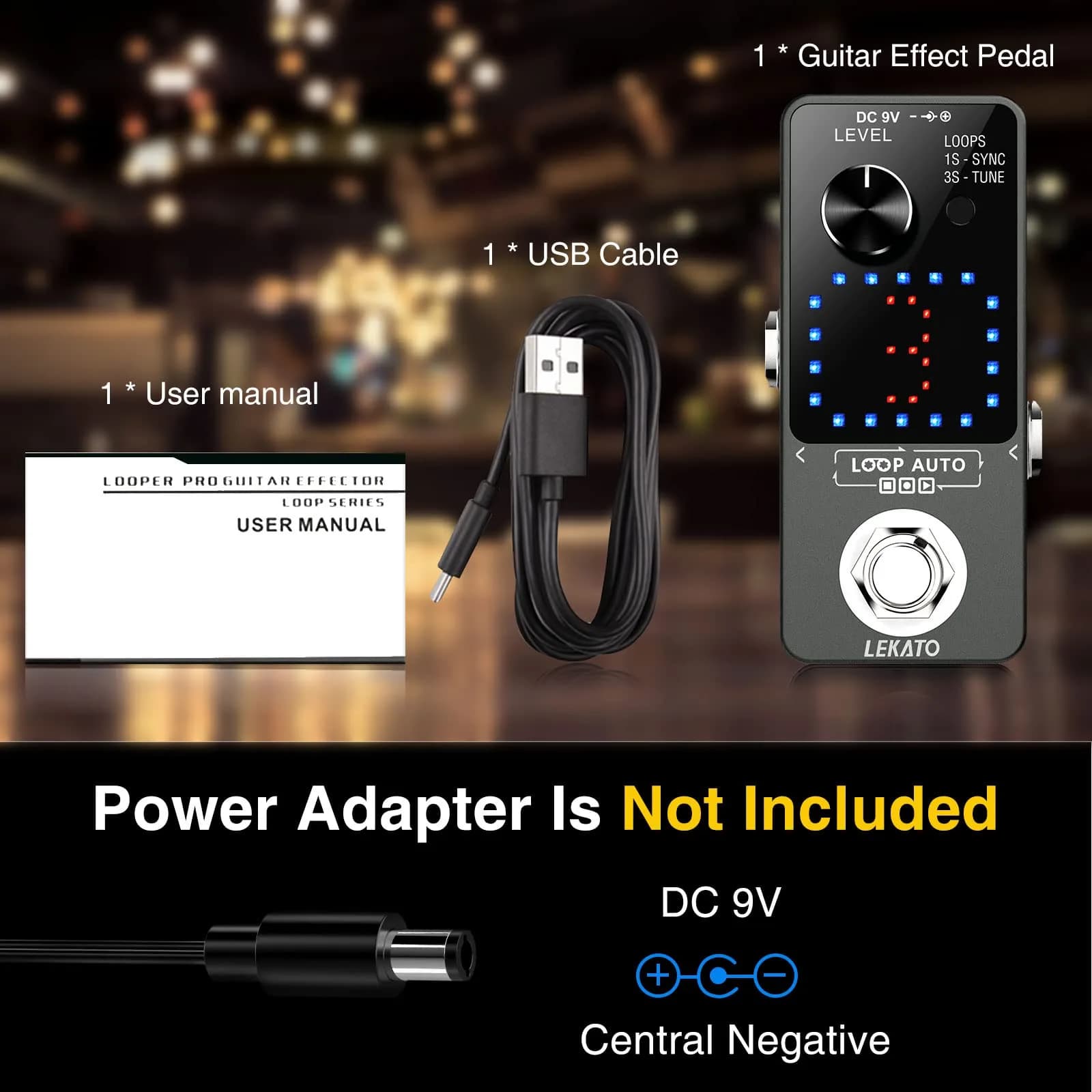 LEKATO Loop Auto Guitar Looper Pedal with Tuner & USB | 18 Min Record Time, 3 Loops, Unlimited Overdubs - view 6