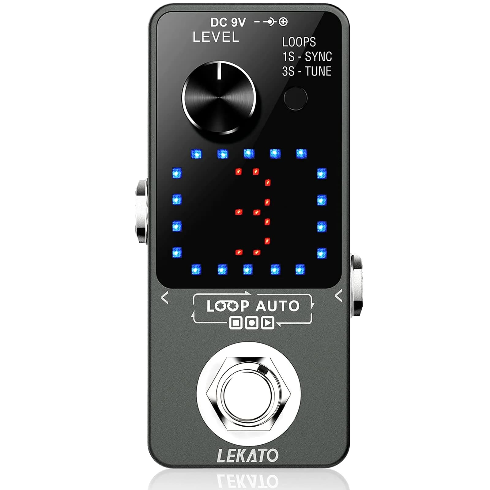 LEKATO Loop Auto Guitar Looper Pedal with Tuner & USB | 18 Min Record Time, 3 Loops, Unlimited Overdubs - view 9