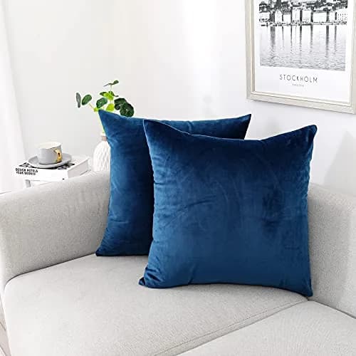 NiNi ALL Blue Velvet Throw Pillow Covers 18x18 | Elegant Decor for Couch & Bed thumbnail 1