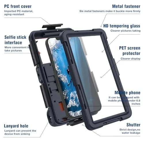 YNVYFI 2026 Underwater Snorkeling Diving Phone Case for Phone 17/16/15/14/13/12Pro Max/Galaxy S26/S25/S24/S23 | Waterproof Dive Case thumbnail 8