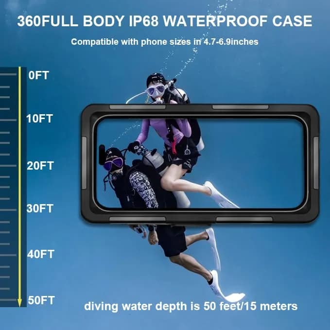 YNVYFI 2026 Underwater Snorkeling Diving Phone Case for Phone 17/16/15/14/13/12Pro Max/Galaxy S26/S25/S24/S23 | Waterproof Dive Case thumbnail 2