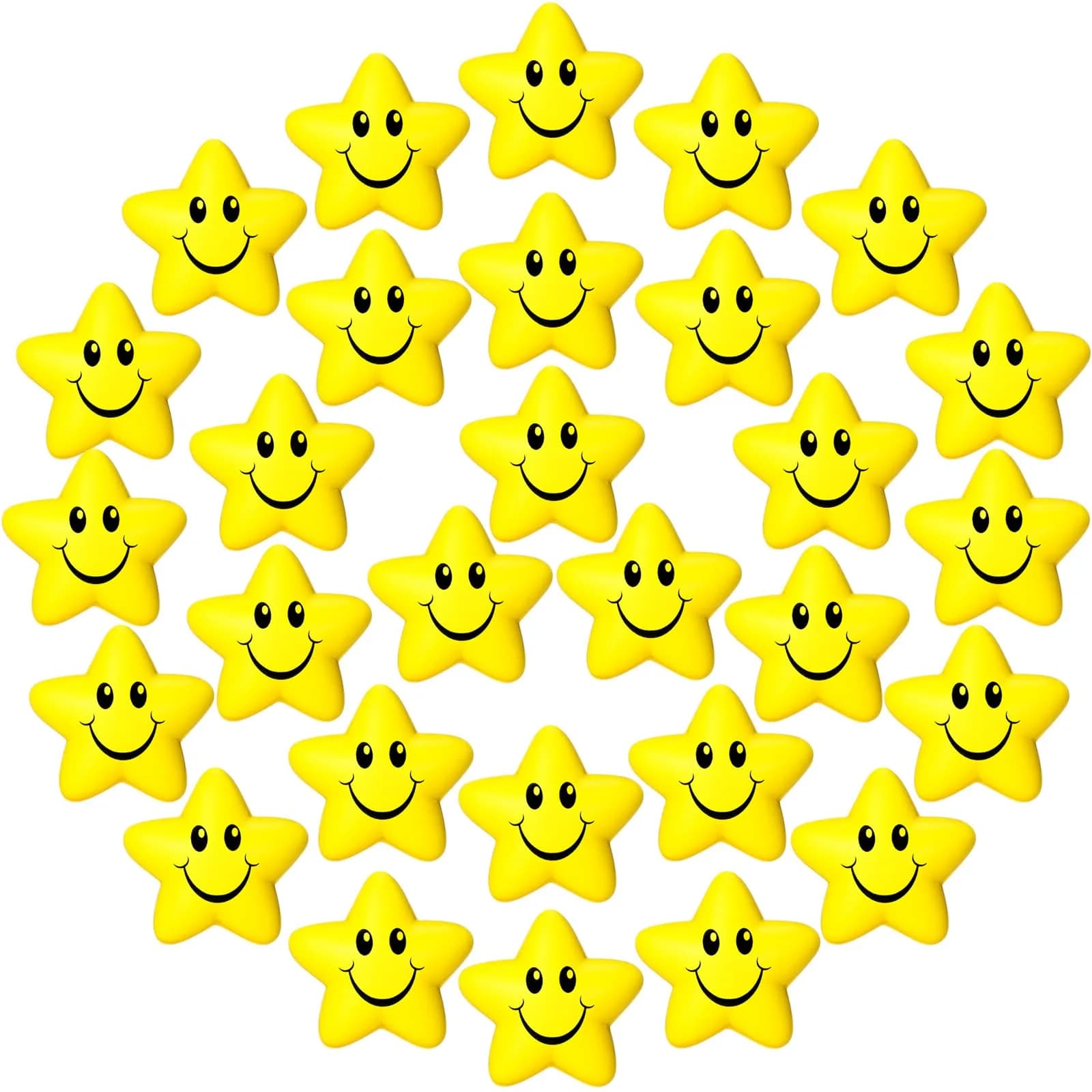 Sumind Star Smile Face Foam Balls 5.5 cm (2.16 Inch) Pack of 30 | Non-Toxic Stress Relief Toys - main product image