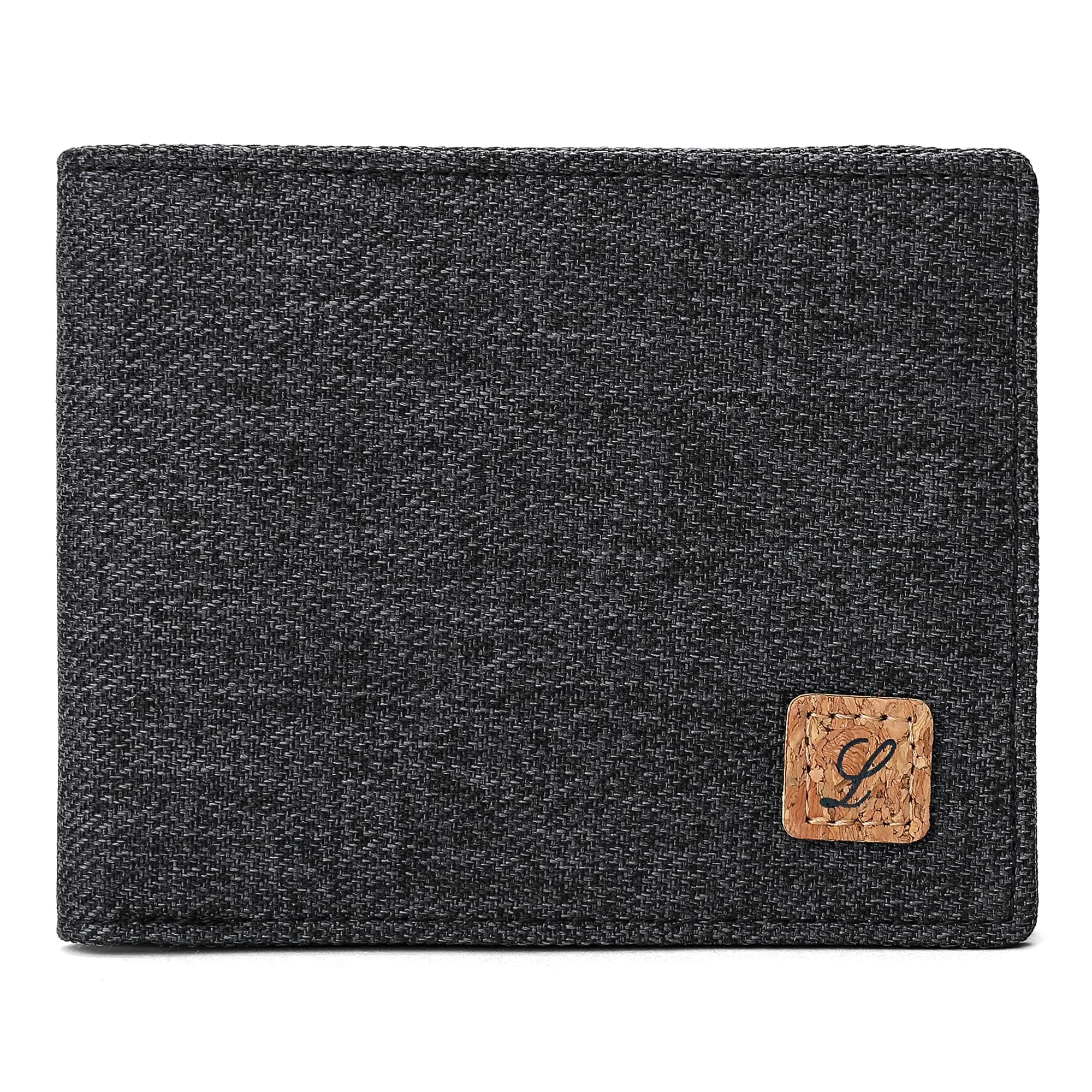 Lanyani Wallets For Boys Men Kids Teens Teenager Fabric RFID Blocking Bifold Wallet Small Thin (Crosshatch Black) | RFID Protected