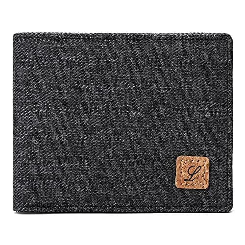 Lanyani Wallets For Boys Men Kids Teens Teenager Fabric RFID Blocking Bifold Wallet Small Thin (Crosshatch Black) | RFID Protected thumbnail 1