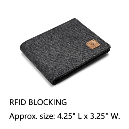 Lanyani Wallets For Boys Men Kids Teens Teenager Fabric RFID Blocking Bifold Wallet Small Thin (Crosshatch Black) | RFID Protected thumbnail 4