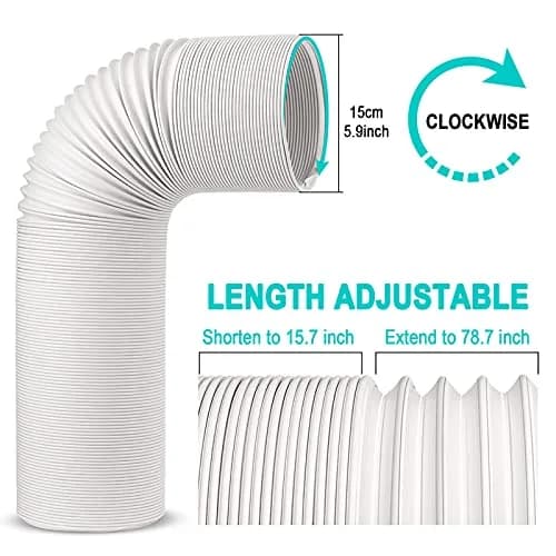 Jin&Bao 5.9" (6") AC Exhaust Hose 78.7" Universal CW Thread Replacement | Heat-Resistant Polypropylene & Stainless Steel thumbnail 2