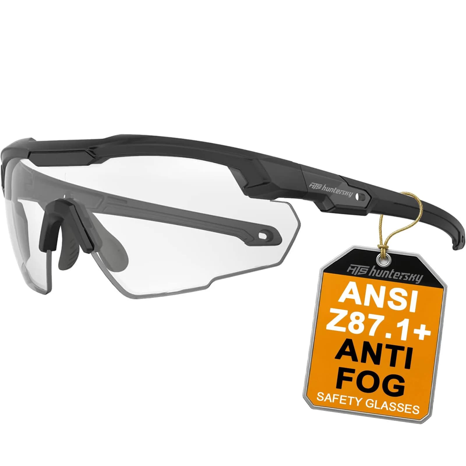 HTS HUNTERSKY S57 Clear Lens Ballistic Safety Glasses | Impact-Resistant, UV400, Anti-Fog for Shooting & Outdoor