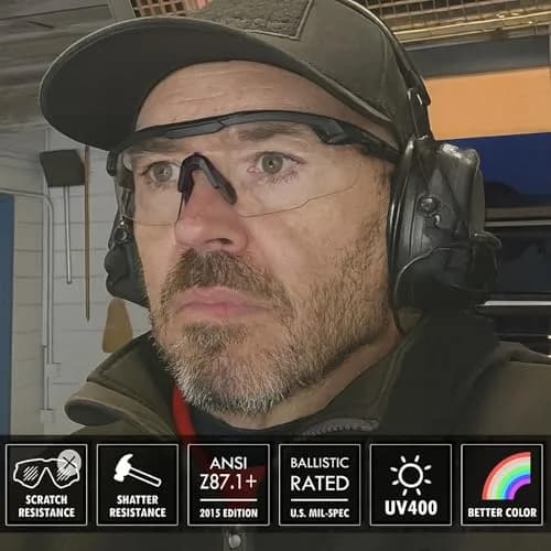 HTS HUNTERSKY S57 Clear Lens Ballistic Safety Glasses | Impact-Resistant, UV400, Anti-Fog for Shooting & Outdoor thumbnail 2