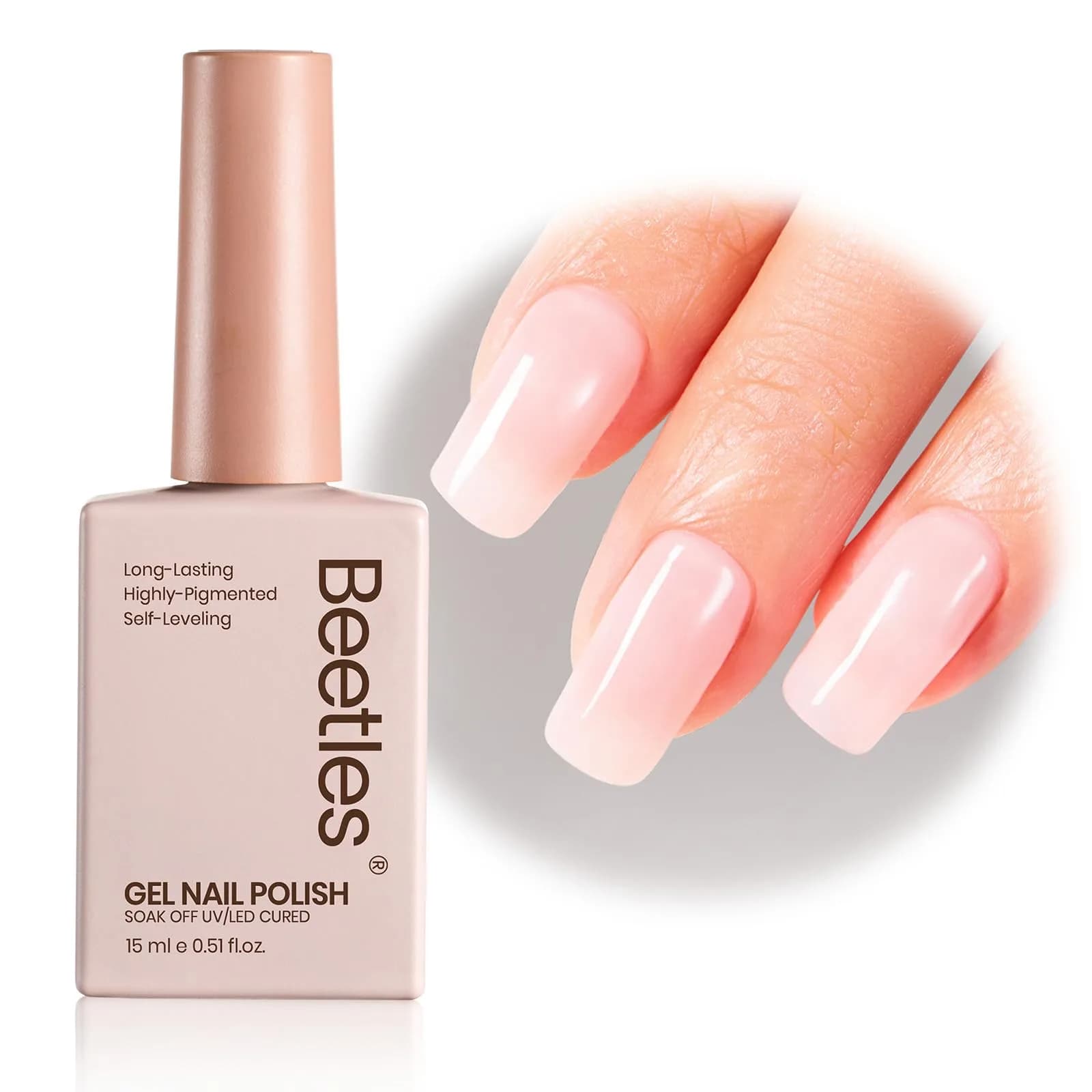Beetles Milky White Gel Nail Polish 15ml (0.51 fl oz) | Toxin-Free Jelly Nude Color for Natural Nails — Pink Jelly