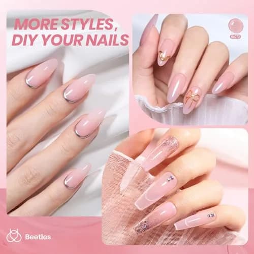 beetles Gel Polish Pink Jelly Gel Nail Polish 15ml (0.51 Fl Oz) | Sheer Nude Effect for Natural Manicures thumbnail 5