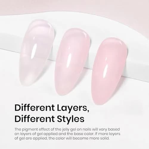 beetles Gel Polish Pink Jelly Gel Nail Polish 15ml (0.51 Fl Oz) | Sheer Nude Effect for Natural Manicures thumbnail 3