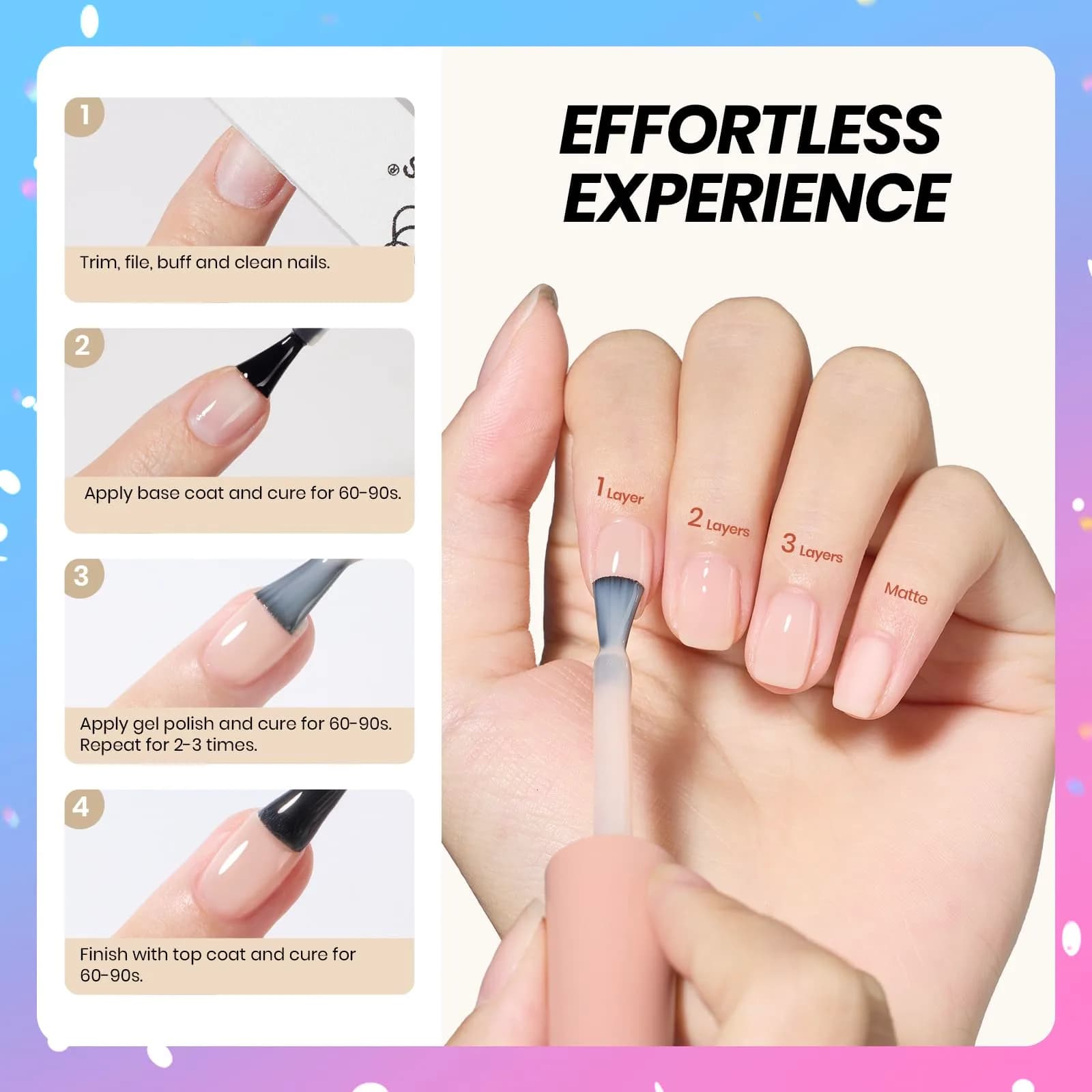 Beetles Nude Gel Polish, 15ml Jelly Neutral Nude Gel Nail Polish Set | Translucent Effect French Nail Art - view 5