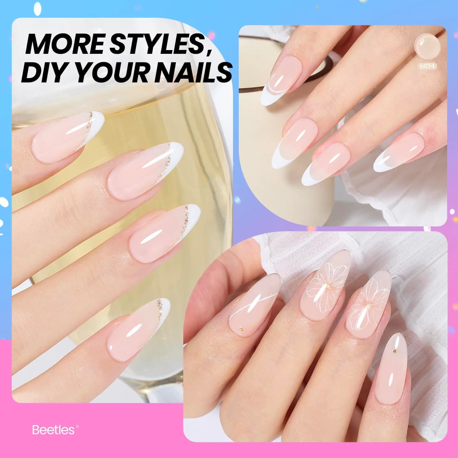 Beetles Nude Gel Polish, 15ml Jelly Neutral Nude Gel Nail Polish Set | Translucent Effect French Nail Art - view 6